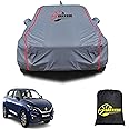 GARREGE® Maruti Baleno Car Cover Waterproof All Weather, Outdoor Full Cover Rain Sun UV Protection with Inner Side Ultra Soft Cotton 3 Layers with Blue Piping and Mirror with Anteena Packet