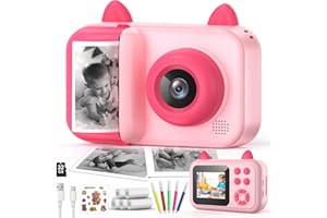 SINGPHERE Kinderkamera Sofortbildkamera, 2,4 Zoll Kinder Kamera mit 32G Karte and 5 Roll Druckpapier 48MP Sofortbildkamera Kinder mit 1080P Digitalkamera Geschenke für 3 4 5 6 8 7 9 10 11 12Jahre Jungen mädchen