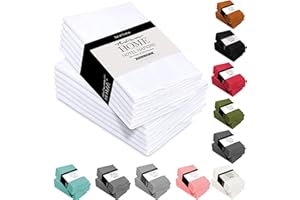 ADAM HOME Cloth Napkins (White, 12 Pack) 18x18 inches Fabric Napkins, Cotton Dinner Napkins Ideal for Home & Commercial Use - Durable Restaurants Napkins - Easy Clean Machine Washable Banquets Napkins