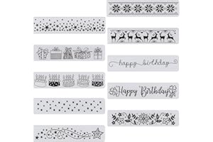 EHUIHUAN 10 StüCk PräGeschablonen, PräGestempel, 15 x 3 cm PräGefolder PräGeschablone, Embossing Folder, Kunststoff-PräGeschablonen für FotoumschläGe und KartenpräGung