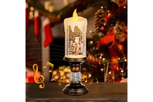 NIRCHO Weihnachtliche Schneekugeln, Laterne Kerzenförmige Schneelaterne Glitzernde Beleuchtete mit Musik und Schneegestöber, Weihnachtsmann-Szene LED Wassergefüllte Glitzerlaterne USB oder batteriebetriebene