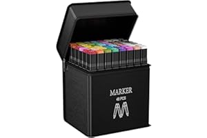 ‎AOMEES AOMEES Filzstifte 48+4 Farben Marker Set, Alkohol Permanenter Marker Set, Graffiti Stifte Fettige Marker Schnell Trocknende, Twin Tip Marker Stifte Set für Manga, Malerei, Zeichnung