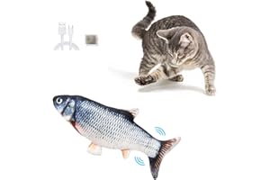 jiuhao Floppy Fish Cat Toy,Plush Realistic Electric Fish Catnip Toy for Indoor Cats, Interactive Flopping Moving Kitten Pillow Chewing Biting Flapping and Kicking Motorized Cat Toy Fish