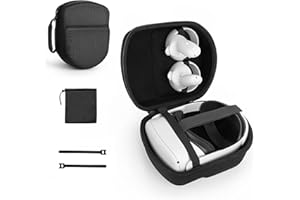 Yinke Funda rígida para Meta Quest 3/Oculus Quest 2/PICO 4, auriculares y controladores VR, bolsa de almacenamiento de viaje compatible con accesorios Quest 2, color negro