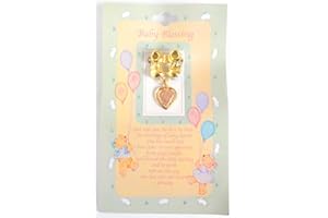 ROSARYBEADS4U BABY BLESSING BOOTIE BROOCH Pink Girl Gold Coloured Metal Charm Medal