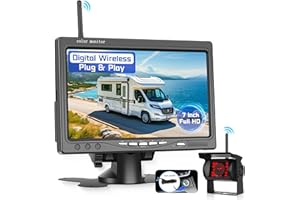 Wireless Reversing Camera, Hodozzy Backup Camera with 7 Inch 1080P IPS Monitor+One Camera, Support Up to 4 Cameras DIY Parking Line BSD Image Flip IR Night Vision Waterproof Rear View Camera