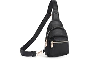 CLUCI Petit Sac de Poitrine pour femme，Sac à bandoulière PU Cuir, Petit sac banane pour sports de plein air Voyage, Noir