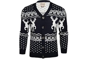 Xact Men's Rudolf Reindeer Button-Up Christmas Cardigan