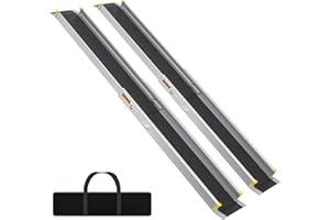 Aufun Rampa telescópica de aluminio para silla de ruedas, 91 – 152,5 cm, con bolsa, antideslizante, extensible, con capacidad de carga de 272 kg, ideal para sillas de ruedas, sillas eléctricas y