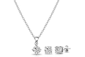 Philip Jones Silver Plated Round Solitaire Set Created with Zircondia® Crystals