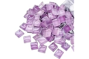 Yatinkim Glas Mosaiksteine 160g für Basteln Handgefertigt Schmuck Glasstücke DIY Kunsthandwerk Haus Fotorahmen Blumentöpfe Spiegel Materialien Deko Violett