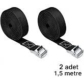 Siyah Polyester Bağlama Kayışı, Ayarlanabilir Metal Sabitleme Aparatlı, 1,5 Metre Uzunluk, 2,5 cm Genişlik, Koli, Y&uuml;k, Bisikl