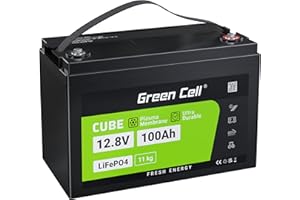 GREEN CELL PRO Green Cell® LiFePO4 Batteria | 100Ah 12.8V 1280Wh | Battery litio ferro fosfato BMS sistema per Camper, Roulotte, Barche, Carrello da Golf, fotovoltaico, Solare, Pannello solare, energia eolica, EV