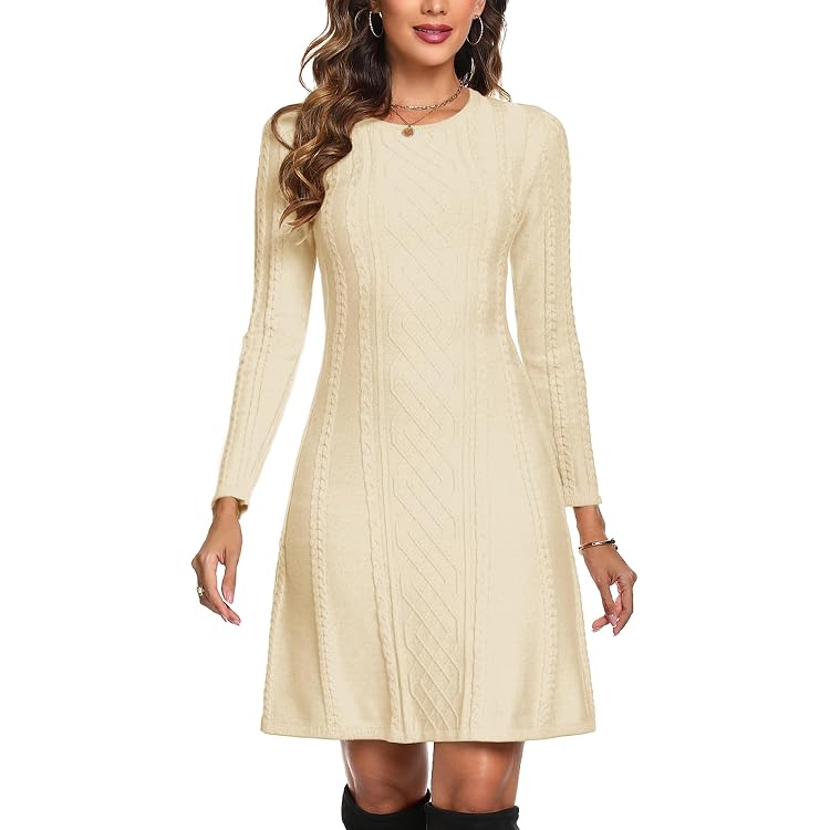 Abito Invernale Lungo AUSELILY Per Donna | In Poliestere Ed Elastam, Spacco Laterale | Comodo E Casual, Perfetto Per Ogni Giorno