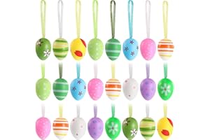 Scinzene 24 Pcs Ostereier zum Aufhängen, Mini Ostereier, Ostern Deko für Bäume, Fenster und Garten, leichte und langlebige Eier zum Befüllen, vielseitige Osterdeko ﻿