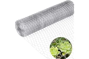 DEARLIVES Chicken Netting Wire Roll, 40cm x 16m Galvanized Metal Hexagonal Fencing Wire, Florist Chicken Wire Mesh for DIY Craft and Home Decoration
