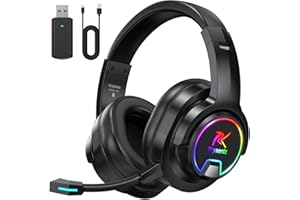 KRYSENIX PG3 2.4GHz Wireless Gaming Headset for PS5, PC, PS4, Mac, Switch, Bluetooth 5.4 Gaming Headphones with Noise-Cancelling Mic, Gaming Headset with Cool LED, 7.1Surround Sound, 48H Battery, Carbon Black