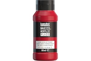 Liquitex 8870389 Basics Fluid - Peinture acrylique à consistance fluide, à séchage rapide, résistante à la lumière, imperméable, à base d'eau, Flacon de 118 ml, Alizarine Cramoisie