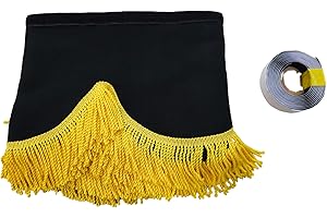 KRAM-TRUCK KramTruck – Cortina de camión con borlas – Parasol para camiones – Protección solar para todos los camiones Maarken (negro, borlas amarillas)