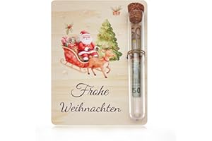 Dongcill Cadeau D'argent de Noël,Cadeau de Noël en bois,Carte deNoël Originale,Emballage Cadeaud'argent en Bois avec Tubes,pour Ami, Famille (Couleur bois-B)