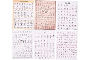 Anneome 6 Piezas De Póster De Yoga Imagen De Pared para El Hogar Cuadro Decorativo Decoración Gráfico De Posturas De Yoga Carteles De Entrenamiento Accesorio para El Hogar