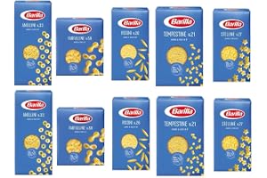 Testpaket Pasta Barilla italiensk (10 x 500 g) 5 typer av nudlar små nudlar (Risoni-Stelline-Farfallin-anellini-tempestin)
