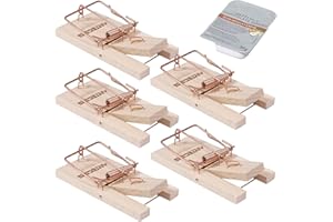 ARTECSIS 5er Set Mausefallen aus Holz mit Köder, Schlagfalle, Schnappfalle, hohe Schlagkraft