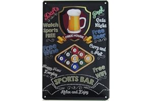 Plaque en tôle bombée 20 x 30 cm Sports Bar Snooker Billard Pub Bar Décoration Cadeau