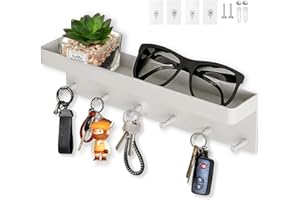 Echehi Porte Clef Mural à 6 crochets, 2 Façons Installer Porte Clé Mural et Porte-Courrier Décoratifs, Accroche Clé Mural pour Entrée, Couloir, Bureau. Blanc