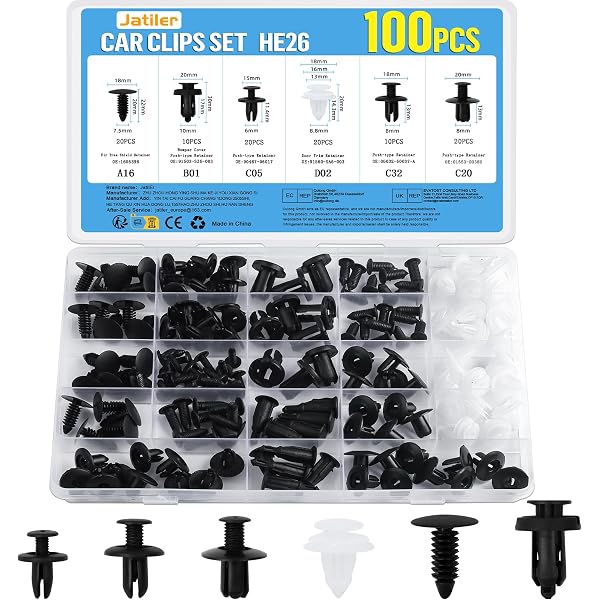 Lot De 60 Clips De Fixation Auto Plastique - 4 Tailles De 8 à 10 Mm - Pour Panneaux De Porte, Pare-chocs - Compatible Plupart Véhicules - 8