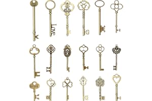 MMDBD 18 Pcs Skeleton Key Charms, Antique Bronze Flying Keys, Rustic Vintage Pendants Set for DIY Jewelry Making, Room Decor, Wedding Party Favours, Handmade Accessories