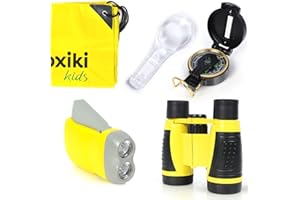 BOXIKI KIDS Fernglas für Kinder 5 teiliges Natur forscherset inklusive Fernglas,Starke Lupe, Kompass, Rucksack & Taschenlampe fur Kinder, Outdoor Spielzeug Kinder für Jungen & Mädchen