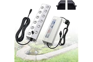 TAZZOR Brumisateur à ultrasons 12 Têtes, 9L/H Humidificateur à brouillard avec une bouée pour étang, jardin, rocaille, serre, décoration d'Halloween
