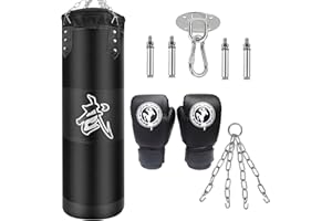 KEEPAA Sac de Frappe Boxe Suspension Kit - Adulte Lourd MMA Punching Muay Thai Arts Martiaux Kickboxing (Non Rempli) Boxe Chaine Punching Bag Sac de Frappe Durable