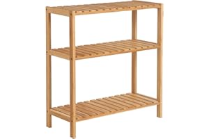 ‎SONGMICS SONGMICS BCB33Y Regał bambusowy do łazienki, kuchni, regału na buty, 60 x 26 x 66 cm, idealny do łazienki, salonu, przedpokoju, kuchni lub balkonu.
