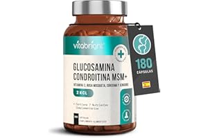 Glucosamina Condroitina MSM Capsulas x 180 | Alta Dosis MSM + Cúrcuma, Jengibre, Rosa Mosqueta | Sulfato de Glucosamina Y Condroitina Articulaciones Suplementos | 3 Meses | VitaBright