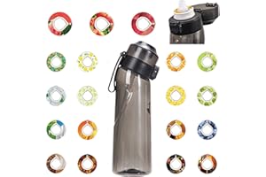 Alpha Fit Botella de agua con sabor, botella de agua Air Up con cápsulas de sabor, botella de agua de sabor, para niños 750 ml (Negro - 1 botella (750 ml) + 3 cápsulas en sabores aleatorios)