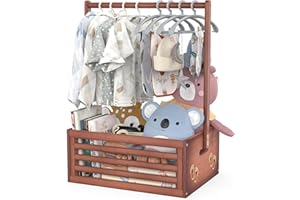 BAMBOOHOMIE Neugeborenen-Geschenk-Holzkiste, Baby-Geschenkkorb mit Griff, Bambus-Dekorbox, Kleiderständer und Aufbewahrungsbox für Babys, Puppen und Haustiere (Braun, Groß)