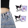 SANNIDHI® 2 Pairs Jeans Tightening Clip, Kuromi Pants Clips Jeans Adjustable Button Pins, Adjustable Waist Buckle for Women Girls, Jeans Hooks for Waist Fit Loose Jeans Adjuster for Trousers, Skirts