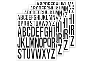 QIANFENSHI Lot de 208 lettres autocollantes de 5,1 cm + 2,5 cm, pour scrapbooking, carnet, boîte aux lettres, bouteille d'eau, bricolage, 4 feuilles (noir)