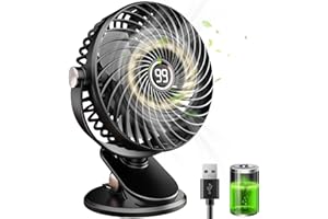 HUIFENGJIE Wentylator stołowy USB, wentylator USB z wyświetlaczem LCD, mini wentylator z 5 regulowanymi prędkościami, cichy wentylator z regulacją 720°, przenośny wentylator do biura, domu, podróży (czarny)