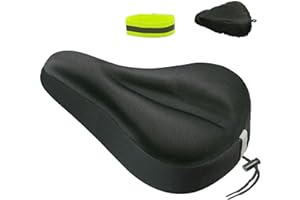 Geronmine Gel Bike Seat Cover Padded Bicycle Saddle Covers for Women & Men, Most Comfortable Exercise Bike Seat Cushion Cover, Soft for Spin Indoor Outdoor Cycling Class Mountain Stationary Bikes