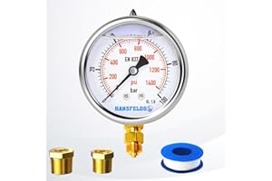 HANSFELDS Manomètre connexion radiale, 63 mm avec connecteur bas, bar) liquid filled (0-100 bar)