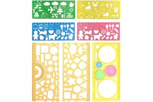 BCBF 7 Pièces Normographe, Règle De Pochoir, Règle De Pochoir De Dessin en Plastique, Règles en Plastique, Normographe Geographie, Géométrie De Dessin Précise, Convient Au Bureau,À L'École (7 Styles)
