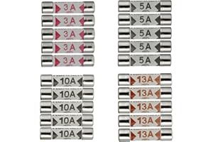 HUAREW 4 Values 20 Pcs 6.3x25 mm BS1362 3 5 10 13 A amp 240 V volt 0.248x0.984 Inch Ceramic Tube Fuses Assortment Kit