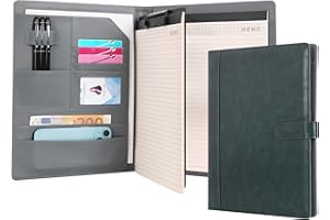 Wason Portefeuille en Cuir PU A4 avec Presse-papiers Bloc-notes Supports de Formulaires Fichier d'écriture de documents - Planificateur d'entretiens Organisateur de Conférences(Bleu foncé)