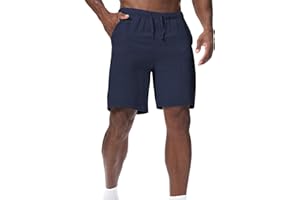 Zetieny Pantaloncini Uomo Estivi Lino Cotone Pantaloni Corti Leggeri Traspirante Bermuda Shorts Casual con Coulisse e Tasche Short da Spiaggia