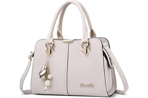 DEEVORCA Bolso con Colgante Elegante — Bolso de Hombro en Cuero PU Impermeable con Colgante Chic y Correa Ajustable Desmontable Vacaciones, Trabajo, Citas Románticas (Blanco Chic)