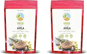 Viroga Amla Gooseberry Powder for Hair Growth - NET Wt. 14 OZ 400 Grams - USDA Certified, Drinking and Eating (Nellikai/Amalaki) From Mangalore - Resealable Bag - by Sumathi Organic Farms