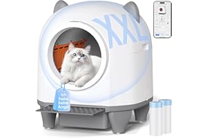 Devoko Litière Chat autonettoyante Oreilles de Chat | Litière Automatique 90L contrôlée par Application | Auto-nettoyante, sécurité et neutralisation d'odeurs, pour Plusieurs Chats